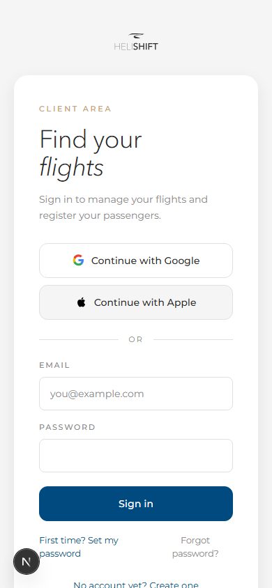 Sign-in and sign-up card shown to a visitor who is not logged in: Google, Apple, email and password.